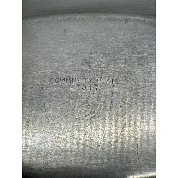 Antique Silverplated Gravy Boat With Attached Oval Tray Community plate READ - Picture 10 of 16